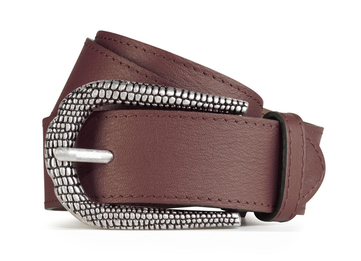 Accessoires - Leren riem, in Größe 075 bis 115, in Farbe BORDEAUX Ansicht 1
