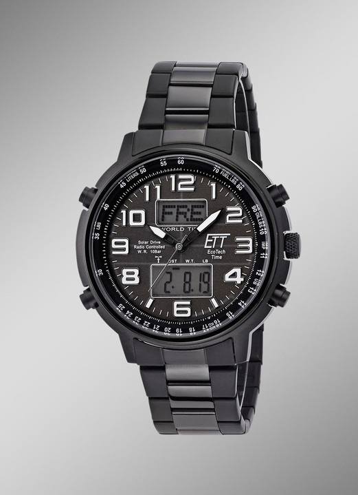 Radiografische-/solarhorloges - Radiogestuurd herenhorloge op zonne-energie, in Farbe , in Ausführung Mit Edelstahlband Ansicht 1