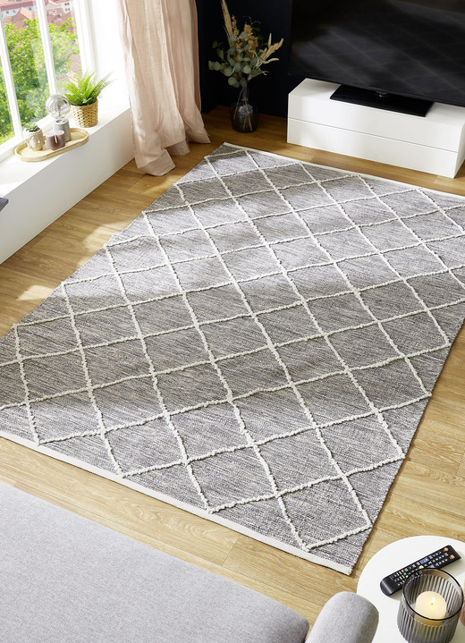 Modern - Moderne tapijten en karpetten van 100% katoen, in Größe 113 (vloerkleed, 70 x 140 cm) bis 256 (tapijt, 170x240 cm), in Farbe GRAU Ansicht 1