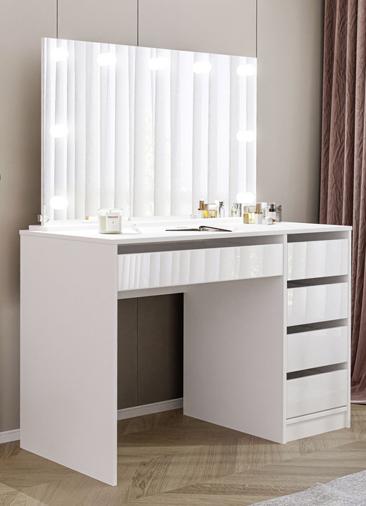 Meubels - kaptafel met ledverlichting, in Farbe WEISS HOCHGLANZ Ansicht 1