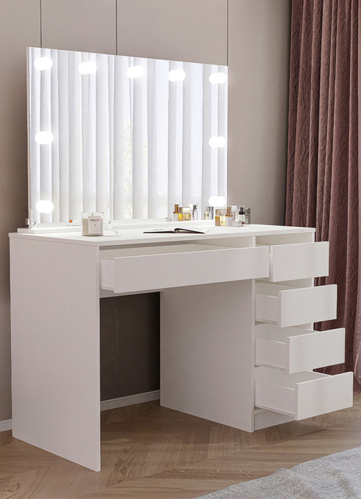 Meubels - kaptafel met ledverlichting, in Farbe WEISS MATT Ansicht 1