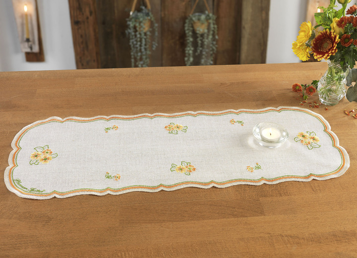Tafellakens - Hoogwaardige tafel- en kamerdecoratie, in Größe 125 (rond onderzettertje, ø 25 cm) bis 404 (Kussensloop, 40/40 cm), in Farbe NATUR Ansicht 1