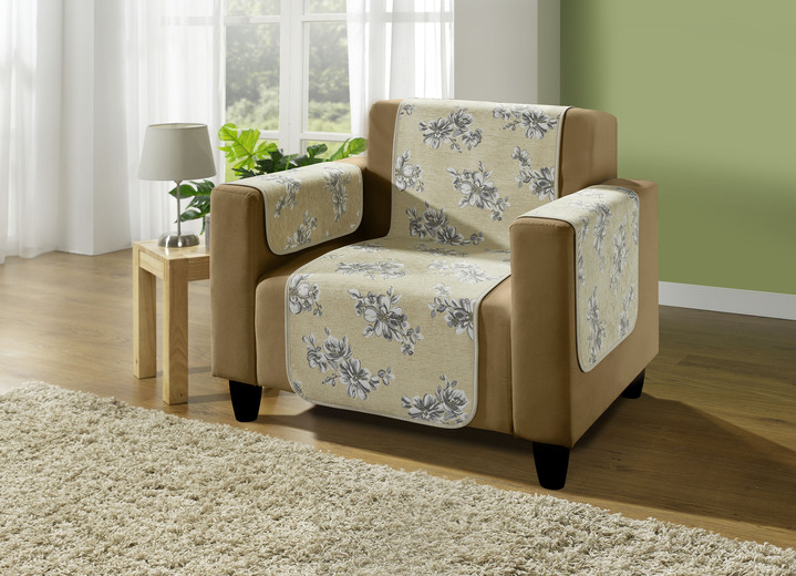 Grand foulards - Hoogwaardige woonaccessoires met lintrand, in Größe 101 (Fauteuilbeschermer, 50 x 150 cm) bis 865 (2 armleuningbeschermers, 50 x 70 cm), in Farbe BEIGE Ansicht 1