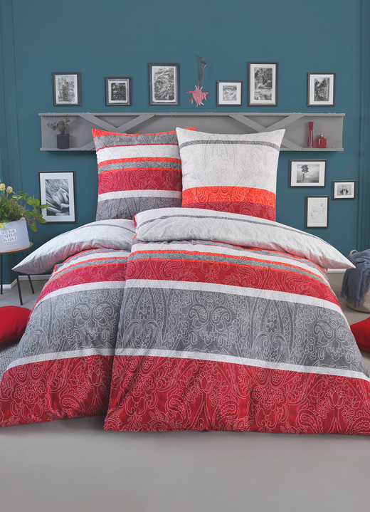 Beddengoed - Beddengoedset, in Größe 112 (80/80 cm + 135/200 cm) bis 115 (80/80 cm + 155/220 cm), in Farbe ROOD Ansicht 1
