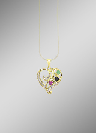 Romantische harthanger met edelstenen en diamant