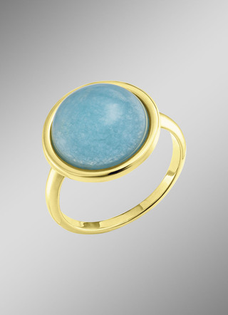 Elegante damesring met echte blauwe chalcedoon