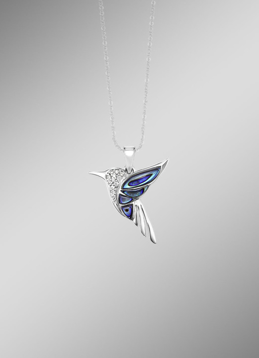 Hangers - Betoverende kolibrie hanger met zirkonia en abalone parelmoer, in Farbe  Ansicht 1