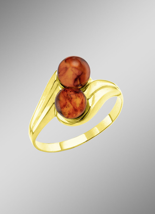 Ringen - Damesring van goud met echt barnsteen, in Größe 160 bis 220, in Farbe  Ansicht 1