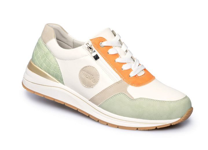 Instappers & veterschoenen - Comfort sneaker Simone in leer en suède look, in Größe 036 bis 042, in Farbe SALBEI Ansicht 1