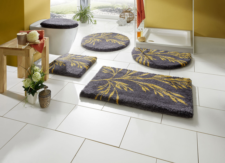 Badmatten - Badkamerset met antislip latexcoating, in Größe 100 (Matje, halfrond 50/80 cm) bis 112 (Toiletdekselafdekking 47/50 cm), in Farbe GRIJS Ansicht 1