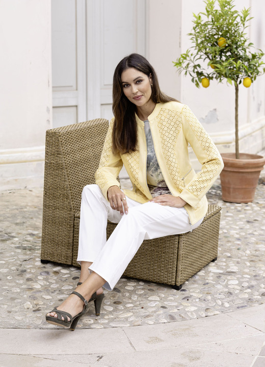 Kunstleren jacks - Imitatieleren blazer met uitsparingen, in Größe 038 bis 052, in Farbe GELB