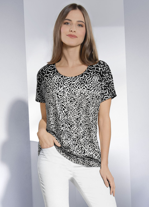 Shirts - Shirt met decoratieve structuur, in Größe 038 bis 054, in Farbe SCHWARZ-WEISS