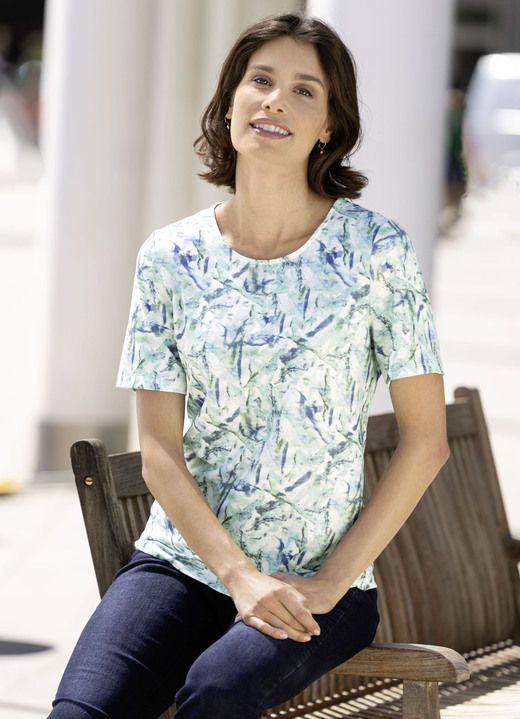 Shirts - Shirt met all-over print, in Größe 038 bis 054, in Farbe ECRU-MINT-BLAUW