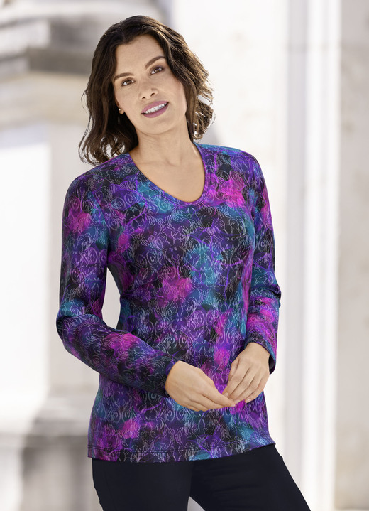 Truien - Fijngebreide trui van jacquard Truien - Fijngebreide trui van jacquard, in Größe 038 bis 054, in Farbe MAGENTA-BLAUW-MULTICOLOR