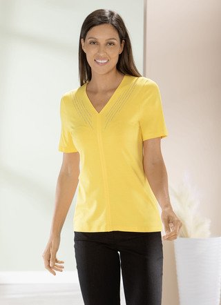 Shirt met elegante strassversiering in 2 kleuren