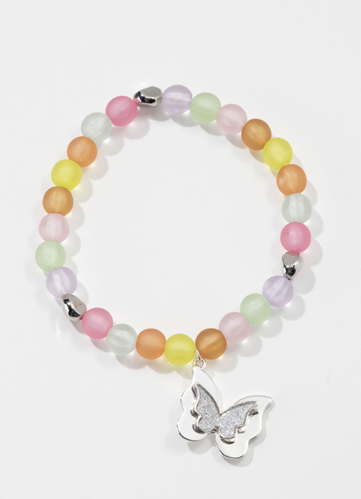 armband - Stretcharmband met vlinderringhanger, in Farbe VEELKLEURIG