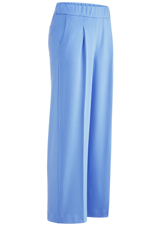 Broek met knoop- en ritssluiting - Enkellange, wijde broek, in Größe 018 bis 052, in Farbe AZURBLAU Ansicht 1