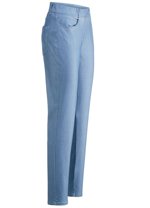 Broeken met elastische band - Broek in denimlook, in Größe 017 bis 052, in Farbe JEANSBLAU Ansicht 1