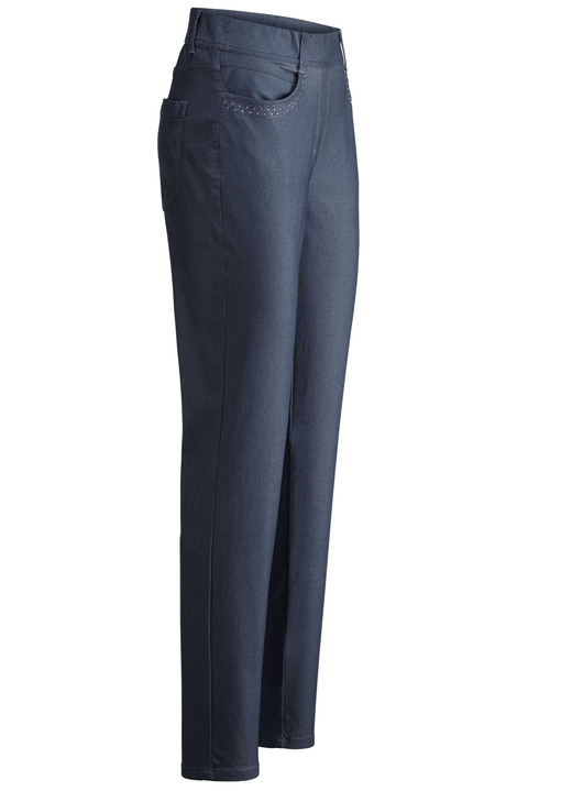 Broeken met elastische band - Broek in denimlook, in Größe 017 bis 052, in Farbe DUNKELBLAU Ansicht 1