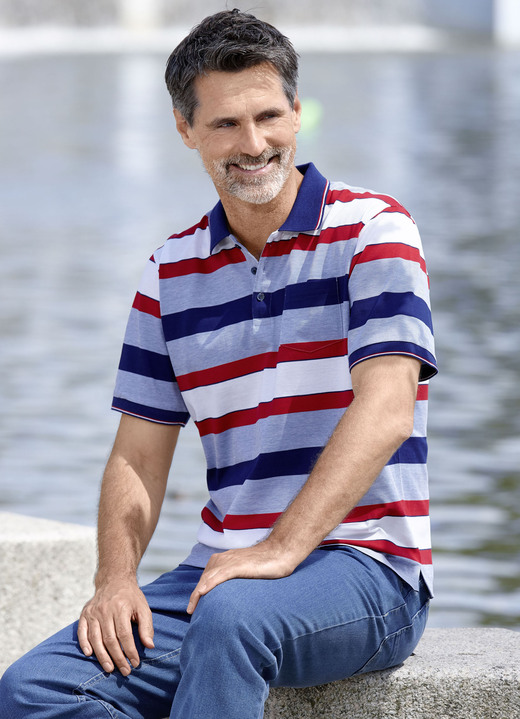 Shirts - Poloshirt met borstzak Shirts - Poloshirt met borstzak, in Größe 046 bis 062, in Farbe HELLBLAU-MARINE-WEISS-ROT