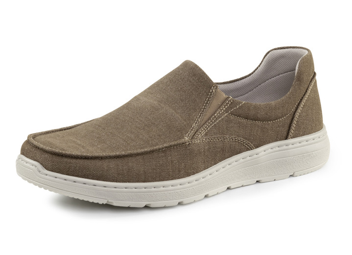 Instappers & veterschoenen - GINO GALANTE Slipper aus Jeansmaterial, in Größe 039 bis 046, in Farbe TAUPE Ansicht 1
