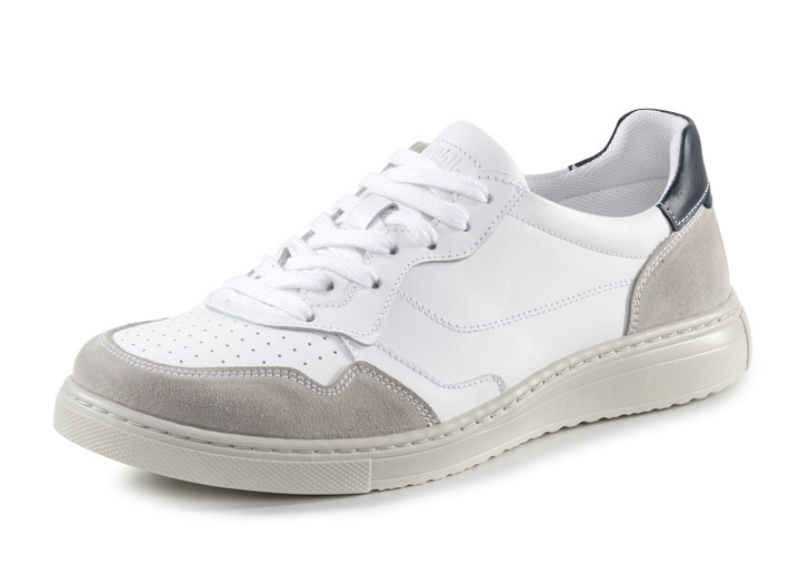 Instappers & veterschoenen - GINO GALANTE Sneaker teilweise mit Zierlochung, in Größe 040 bis 046, in Farbe WEISS-GRAU-BLAU Ansicht 1
