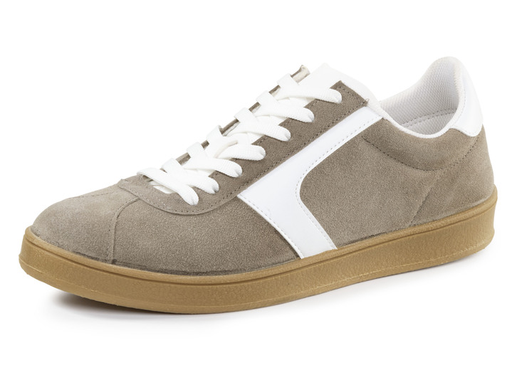 Instappers & veterschoenen - Sneakers van suèdeleer met nappagarnituur en gevoerde schachtrand, in Größe 040 bis 046, in Farbe TAUPE Ansicht 1