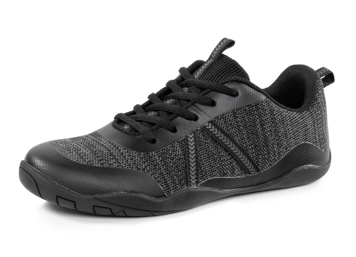 Instappers & veterschoenen - Barfußschuh aus Textilmaterial mit Synthetik-Besätzen, in Größe 040 bis 046, in Farbe SCHWARZ-GRAU Ansicht 1
