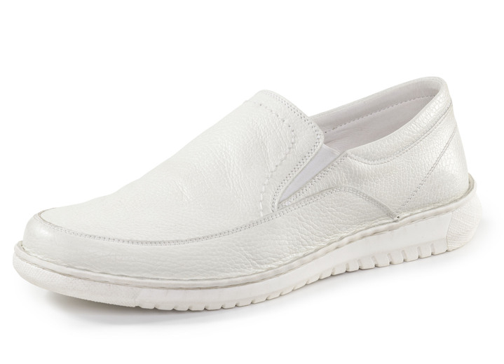 Instappers & veterschoenen - GINO GALANTE Slipper aus genarbtem Nappaleder, in Größe 040 bis 046, in Farbe NATURWEISS Ansicht 1