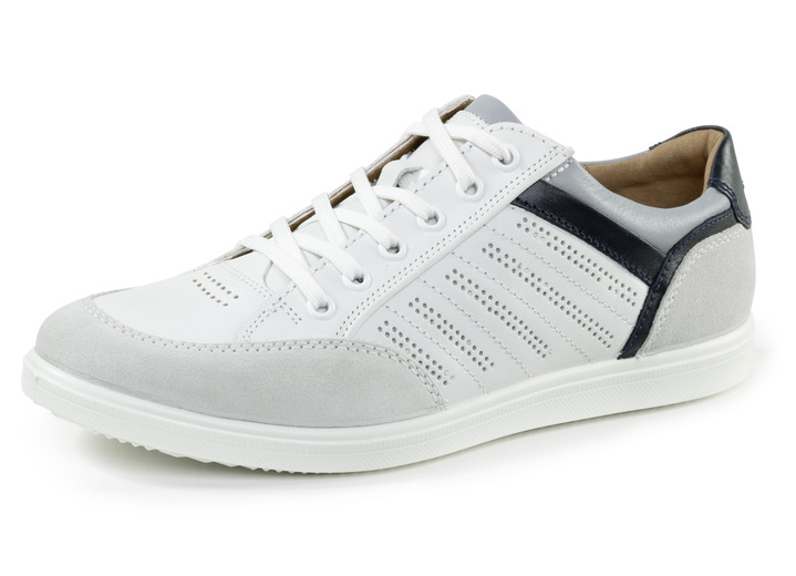 Instappers & veterschoenen - GINO Galante Sneaker mit Kontrast-Besätzen und Zierlochung, in Größe 040 bis 047, in Farbe WEISS Ansicht 1