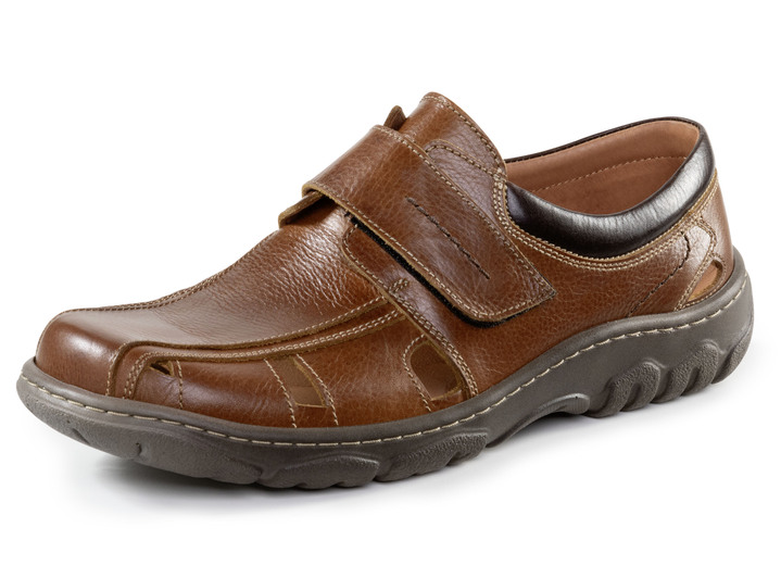 Instappers & veterschoenen - GINO GALANTE pantoffels van generfd rundnappaleer, in Größe 040 bis 046, in Farbe COGNAC Ansicht 1