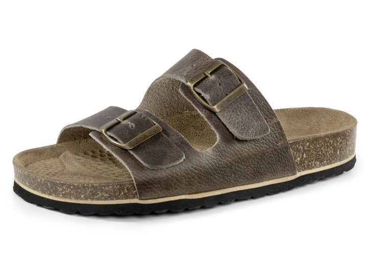 Sandalen & slippers - GINO GALANTE muiltjes van generfd, gearceerd rundnappaleer, in Größe 040 bis 048, in Farbe TABAKBRAUN Ansicht 1