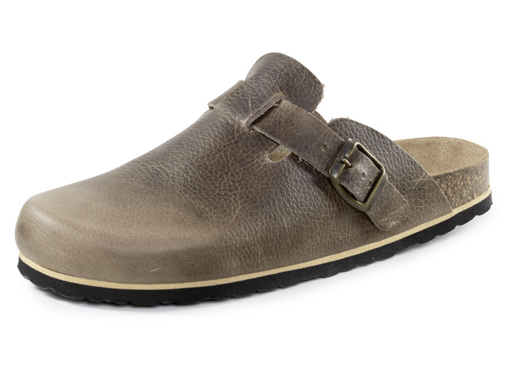 Sandalen & slippers - GINO GALANTE klomp van geschaduwd, gekorreld runderleer, in Größe 040 bis 047, in Farbe TABAK BRUIN Ansicht 1