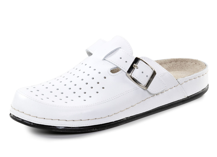 Sandalen & slippers - Muiltjes van nappaleer met luchtige perforatie, in Größe 041 bis 046, in Farbe WEISS Ansicht 1