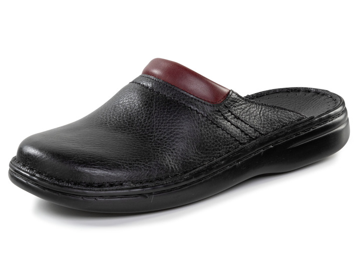 Sandalen & slippers - GINO GALANTE Pantolette aus genarbtem Rind-Nappaleder, in Größe 040 bis 047, in Farbe SCHWARZ-CHIANTI Ansicht 1