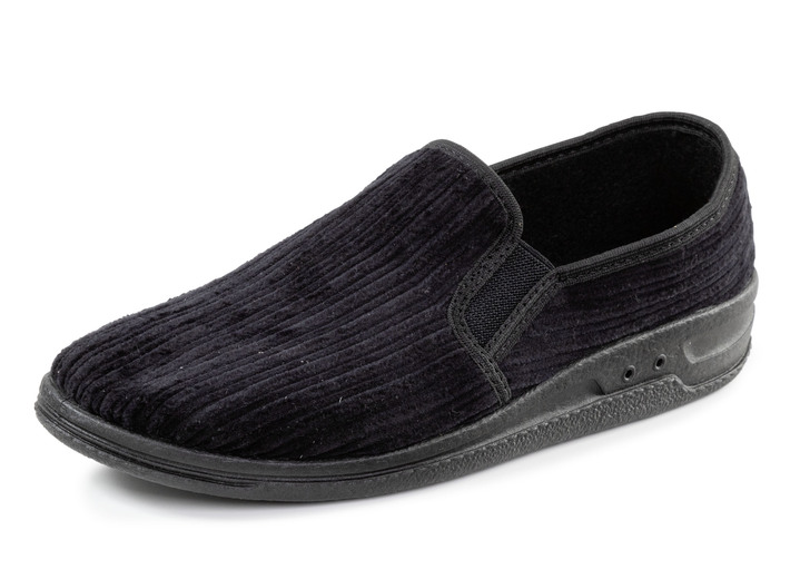 Huisschoenen - Hausschuh aus Cord-Textilmaterial, in Größe 040 bis 047, in Farbe SCHWARZ Ansicht 1