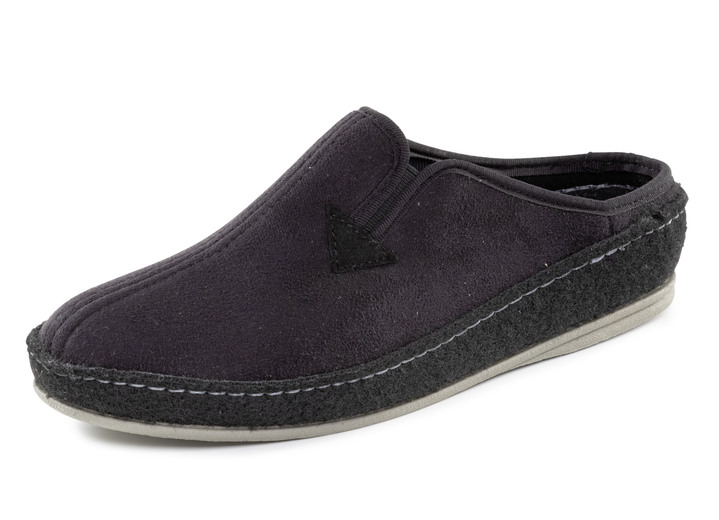 Huisschoenen - Pantoffel met elastiek aan de zijkant, in Größe 040 bis 046, in Farbe SCHWARZ Ansicht 1