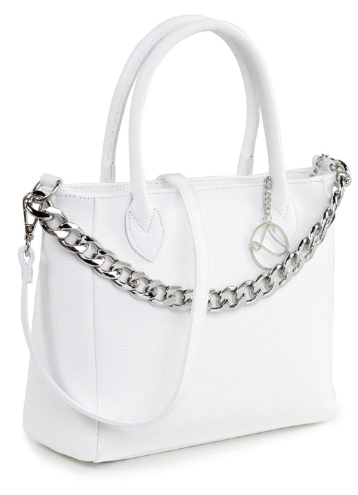 Tassen - Laurina tas van generfd nappaleder met decoratieve ketting, in Farbe WEISS Ansicht 1