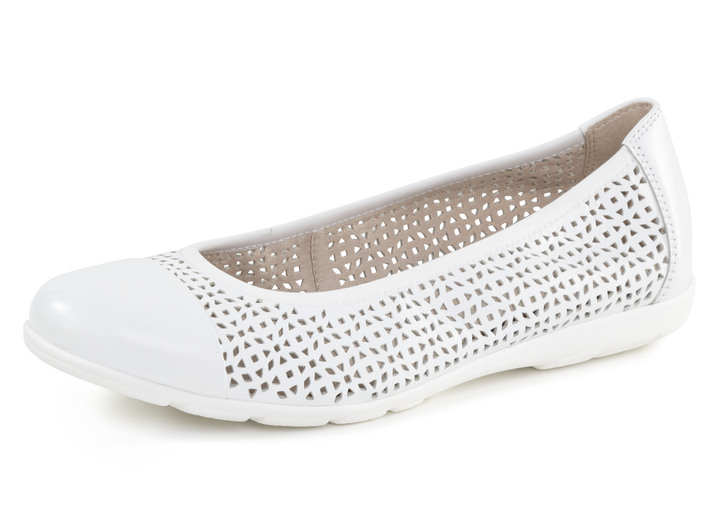 Pumps & ballerina - Caprice, zomerse damesballerina's, breedte G, met elastische band, in Größe 036 bis 042, in Farbe WEISS Ansicht 1