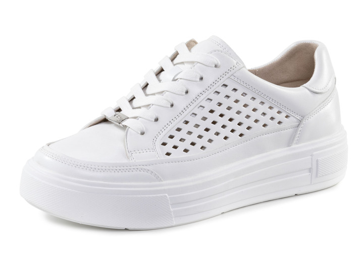 Instappers & veterschoenen - ELENA EDEN sneaker van nappaleer met luchtige perforatie, in Größe 3 1/2 bis 8, in Farbe WEISS Ansicht 1