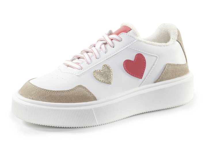 Instappers & veterschoenen - ELENA EDEN sneakers versierd met schattige hartjes, in Größe 035 bis 041, in Farbe WEISS-BUNT Ansicht 1