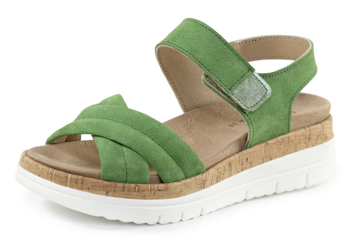 Sandalen & slippers - ELENA EDEN Sandale aus Nubuk- oder Veloursleder, in Größe 035 bis 041, in Farbe GRÜN Ansicht 1