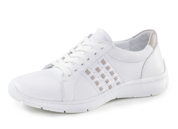 Instappers & veterschoenen - Andrea Conti veterschoen van nappaleer met contrasterende details, in Größe 036 bis 042, in Farbe WEISS Ansicht 1