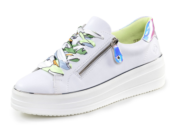 Instappers & veterschoenen - Remonte sneakers met kleurrijke vetersluiting, in Größe 036 bis 042, in Farbe WEISS-SILBER Ansicht 1