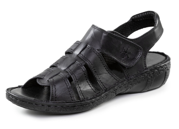 Sandalen & slippers - ELENA EDEN sandaal gemaakt van nappaleer met een subtiele gekreukelde structuur, in Größe 036 bis 042, in Farbe ZWART Ansicht 1