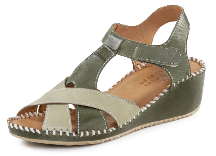 Sandalettes & slippers - ELENA EDEN sandalen gemaakt van zacht nappaleer, in Größe 036 bis 041, in Farbe GRÜN Ansicht 1