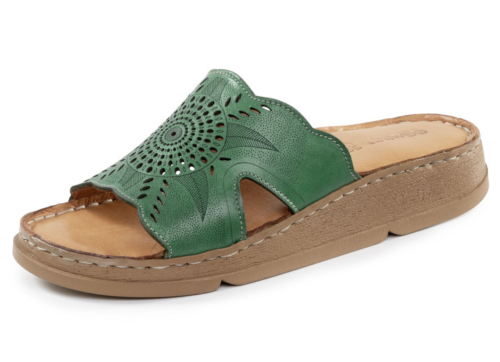 Sandalen & slippers - Gemini muiltjes van nappaleer met perforatie, in Größe 036 bis 042, in Farbe GRÜN Ansicht 1