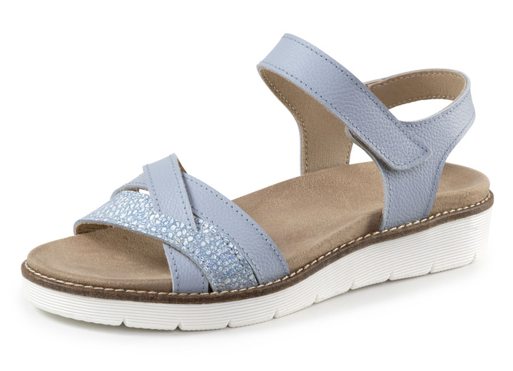 Sandalen & slippers - ELENA EDEN Sandale aus teilweise glänzend geprägtem Nappaleder, in Größe 036 bis 042, in Farbe BLAUW Ansicht 1