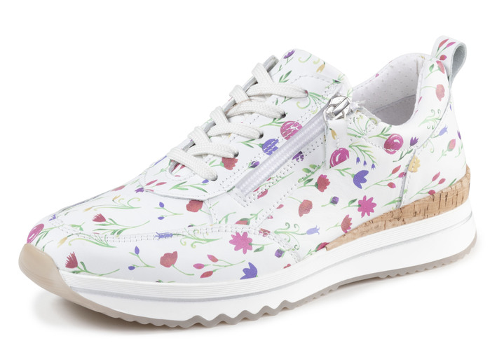 Instappers & veterschoenen - ELENA EDEN sneakers gemaakt van nappaleer met bloemenprint, in Größe 036 bis 042, in Farbe WEISS-BUNT Ansicht 1