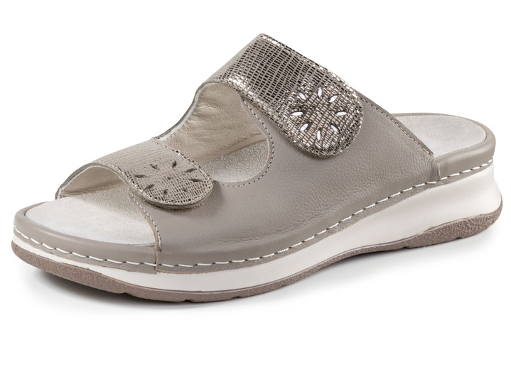 Sandalen & slippers - ELENA EDEN aus genarbtem Nappaleder, in Größe 036 bis 042, in Farbe TAUPE-ANTIKBRONZE Ansicht 1